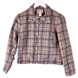 Vintage Pendleton Tartan Tan Zip Blazer Jacket‎ Petite